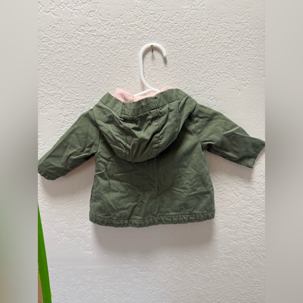 Old Navy Olive Jacket with Soft Pink Interior - Picture 2 of 3